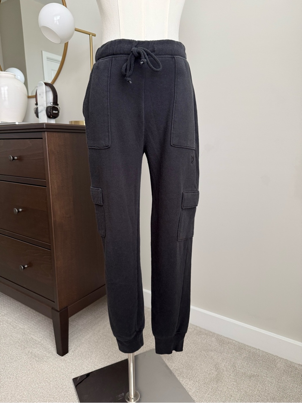 PINK Black Cargo Jogger Sweatpants